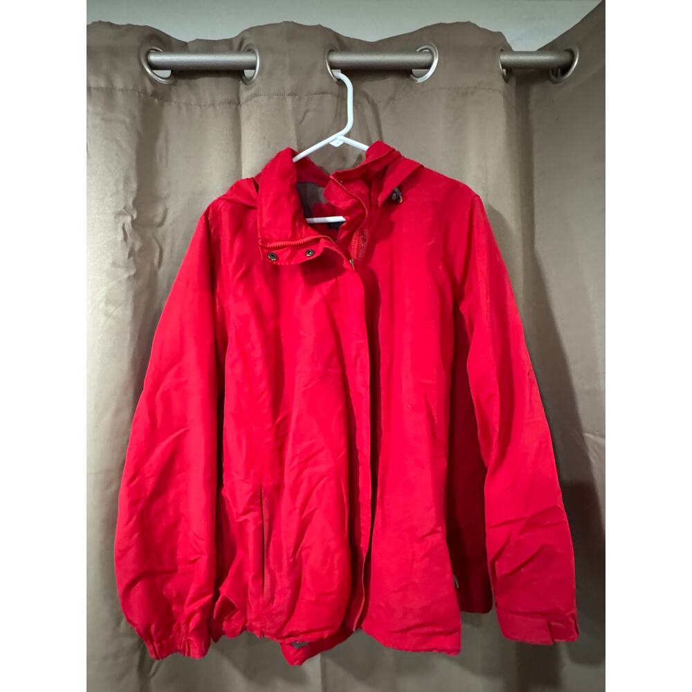 Land’s End Women Red Hooded Waterproof Windbreaker Jacket Plus Size 2X Fall Spr